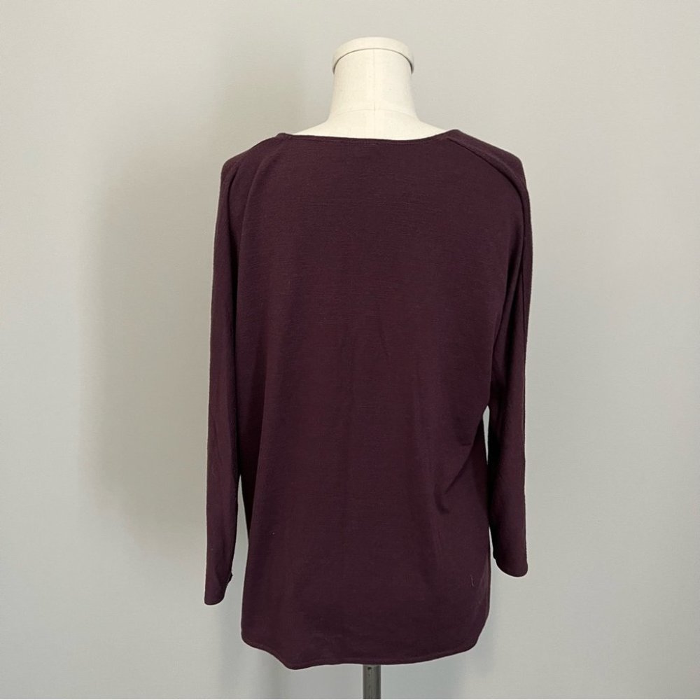 Aritzia Wilfred Free Aneta V-Neck Top Maroon Burgundy Loose Boxy Fit - Picture 10 of 15